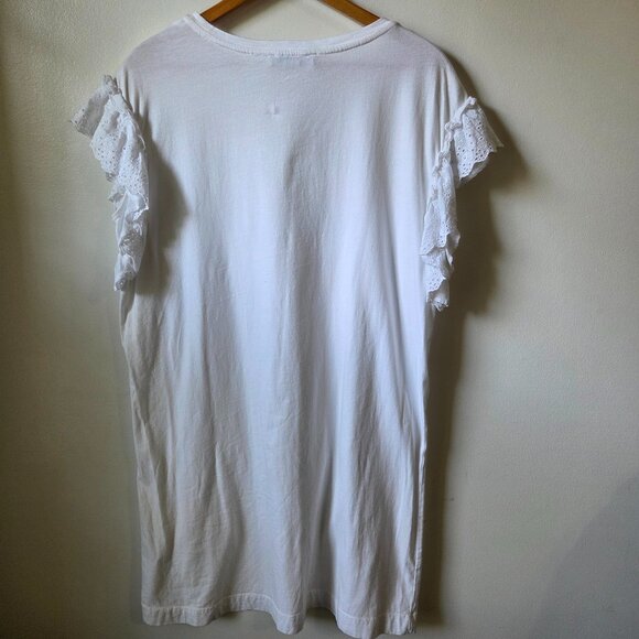 EUC ALL SAINTS WHITE BRODERIE ANGLAISE RUFFLED SLEEVES SHORT SHIRT DRESS SIZE M - Picture 2 of 15
